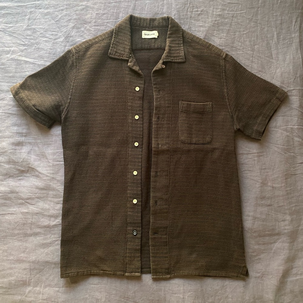 Taylor Stitch Organic Cotton Woven Button Down M 40 Brown